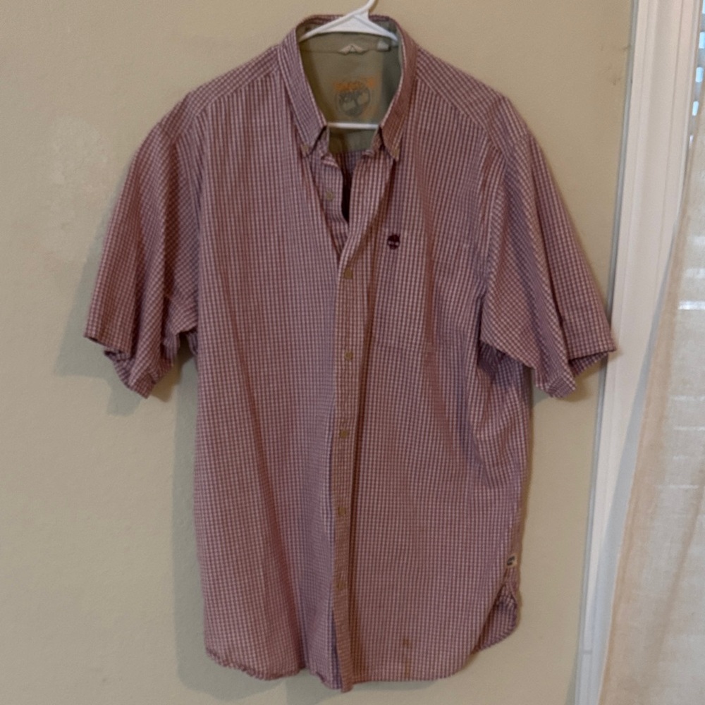 Timberland Men's Red Plaid Button Down Shirt - Picture 7 of 7